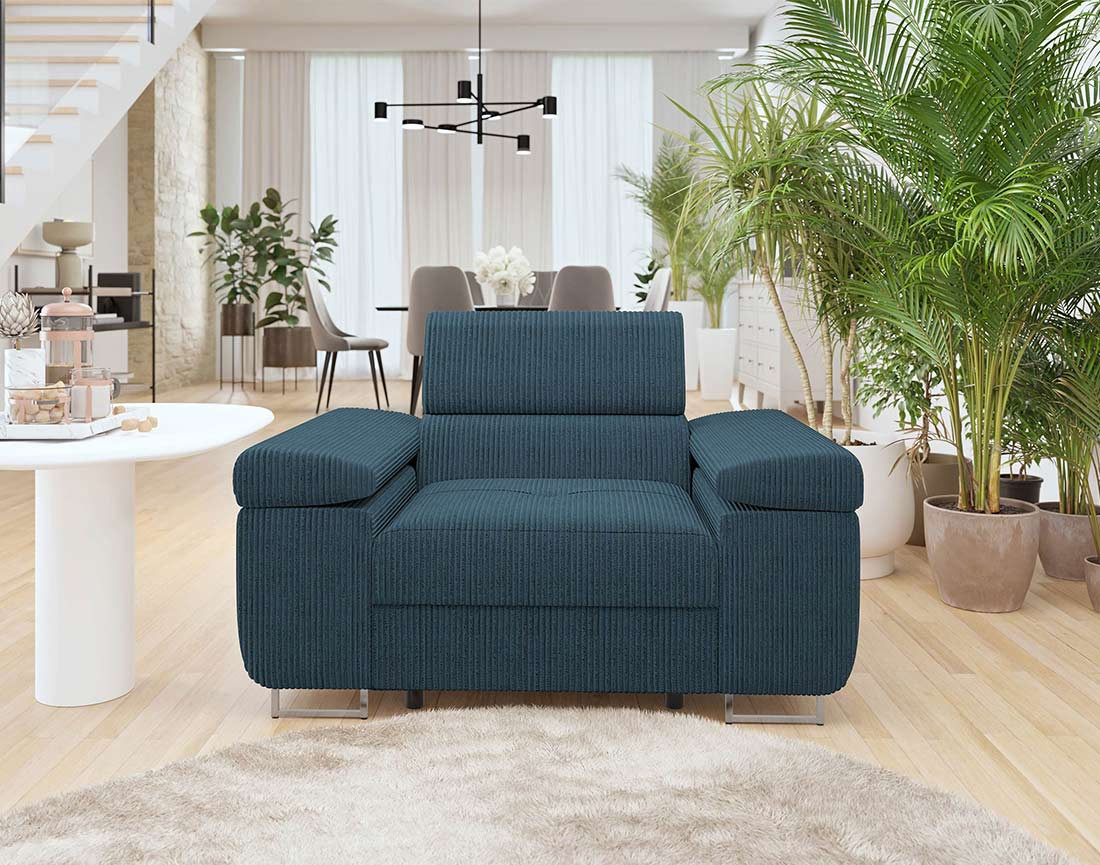 Fauteuil Pablo en velours côtelé - têtière ajustable