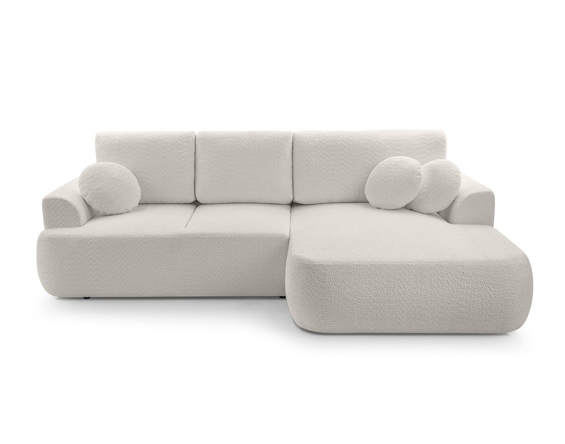 Canapé d'angle droit 4 places convertible en tissu bouclette Candela Canapé d'angle droit 4 places convertible en tissu bouclette Candela