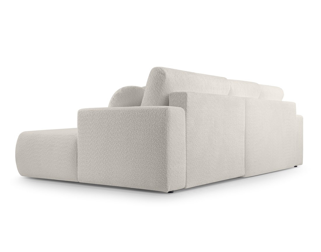 Canapé d'angle droit 4 places convertible en tissu bouclette Candela Canapé d'angle droit 4 places convertible en tissu bouclette Candela