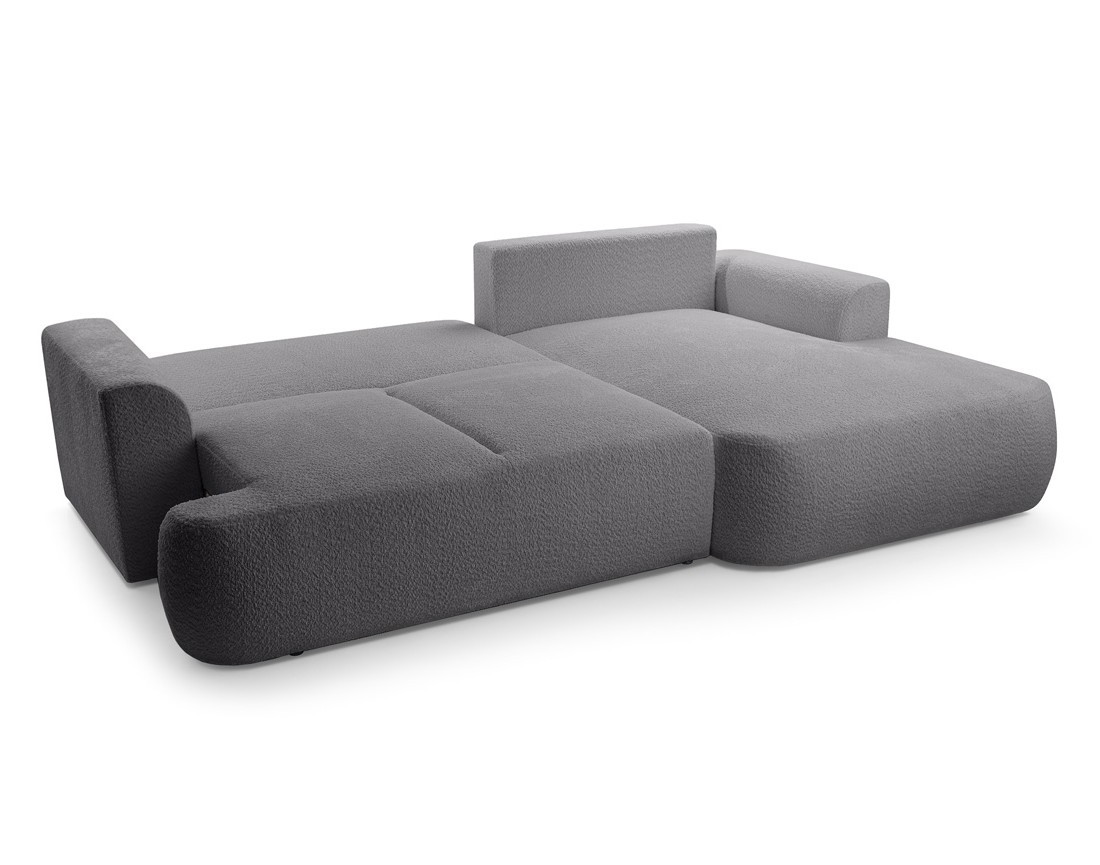 Canapé d'angle droit 4 places convertible en tissu bouclette Candela Canapé d'angle droit 4 places convertible en tissu bouclette Candela