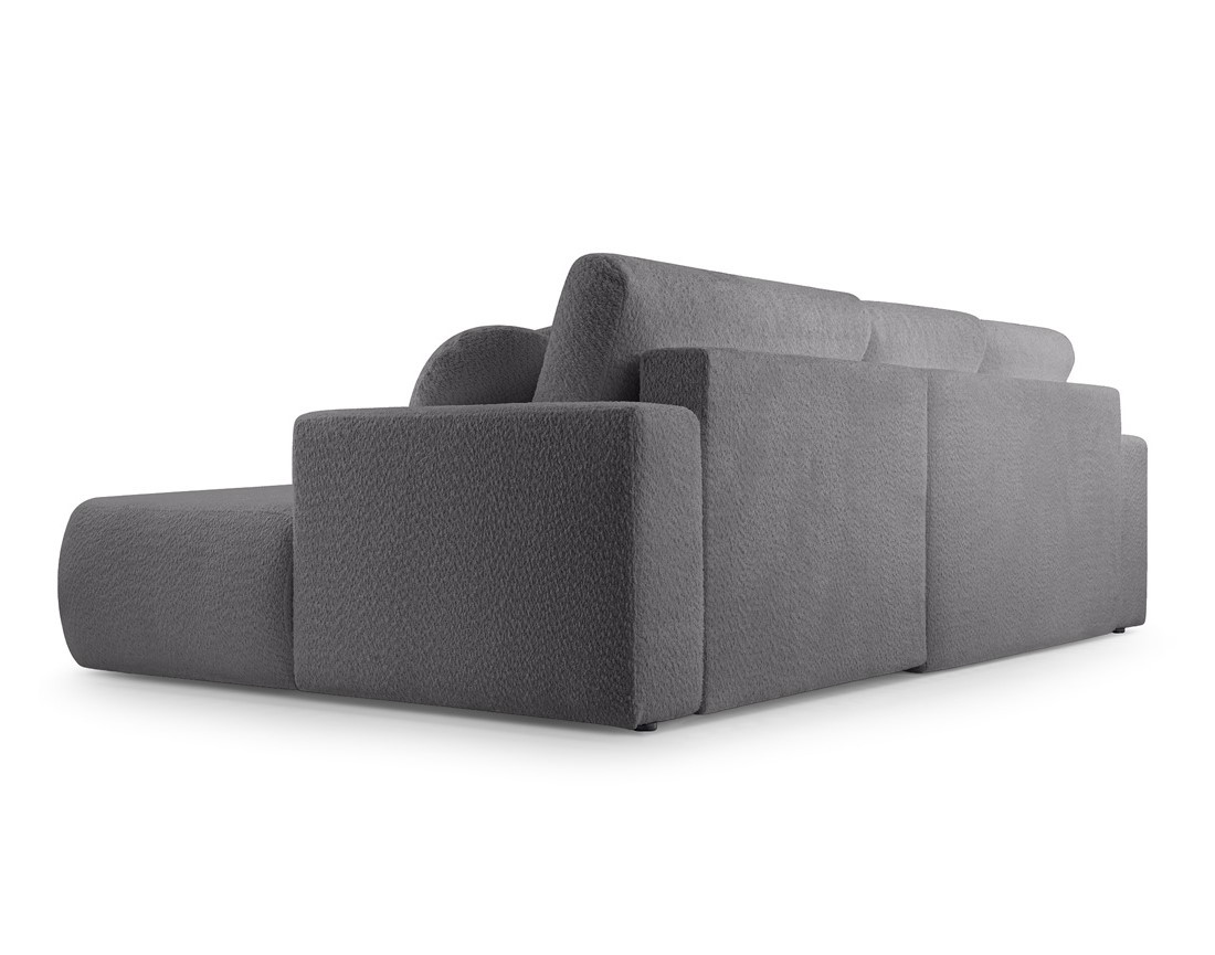 Canapé d'angle droit 4 places convertible en tissu bouclette Candela Canapé d'angle droit 4 places convertible en tissu bouclette Candela