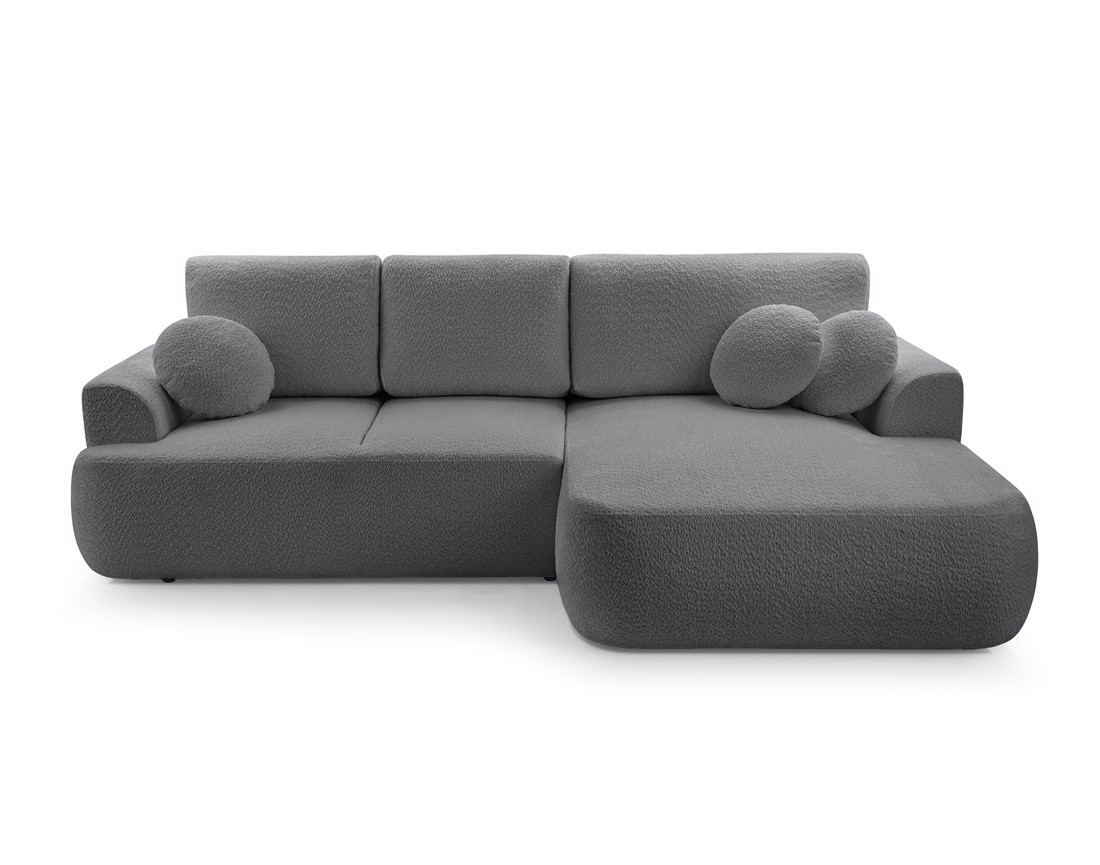 Canapé d'angle droit 4 places convertible en tissu bouclette Candela Canapé d'angle droit 4 places convertible en tissu bouclette Candela