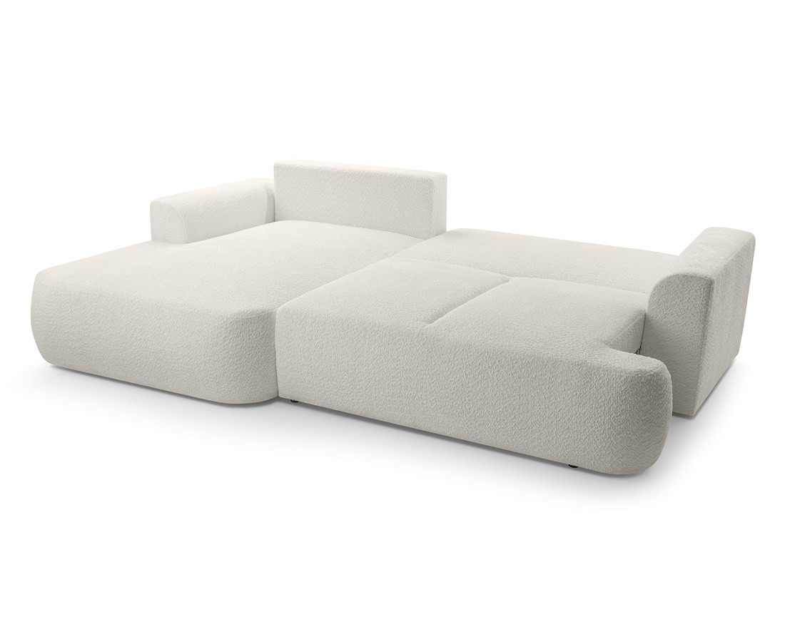 Canapé d'angle gauche 4 places convertible en tissu bouclette Candela