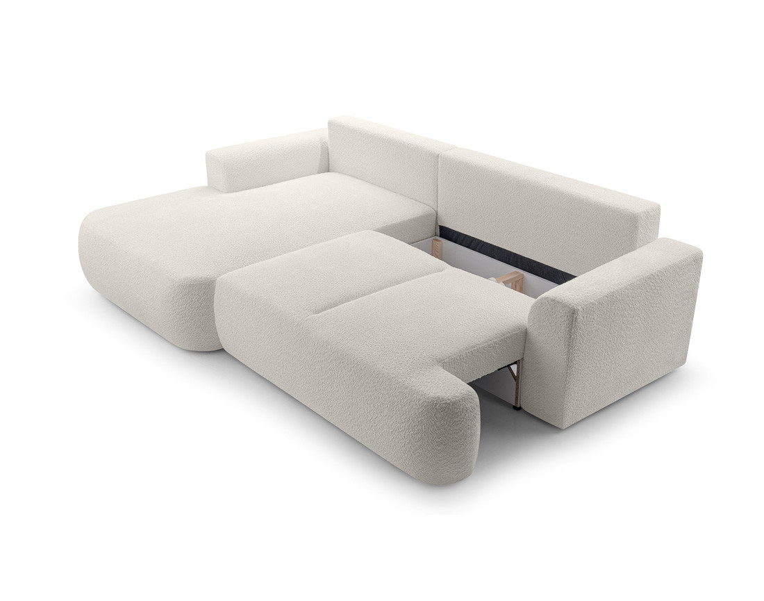 Canapé d'angle gauche 4 places convertible en tissu bouclette Candela