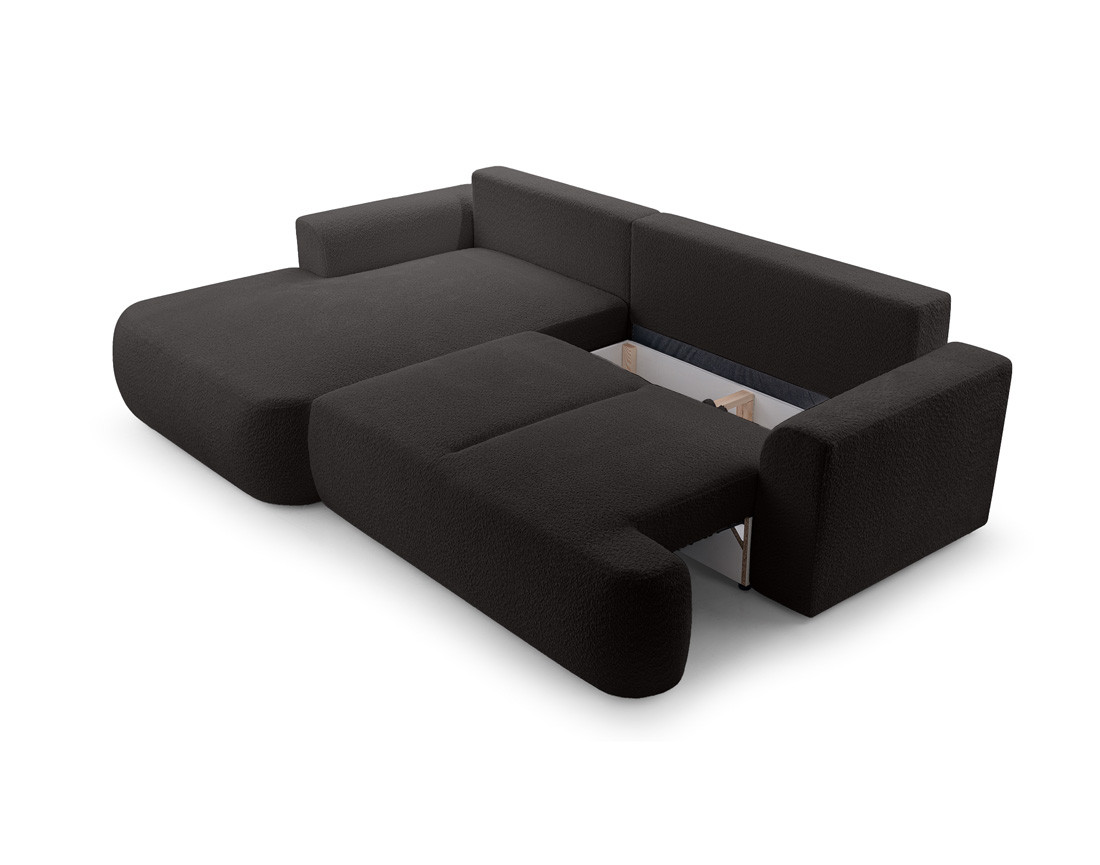 Canapé d'angle gauche 4 places convertible en tissu bouclette Candela Canapé d'angle gauche 4 places convertible en tissu bouclette Candela