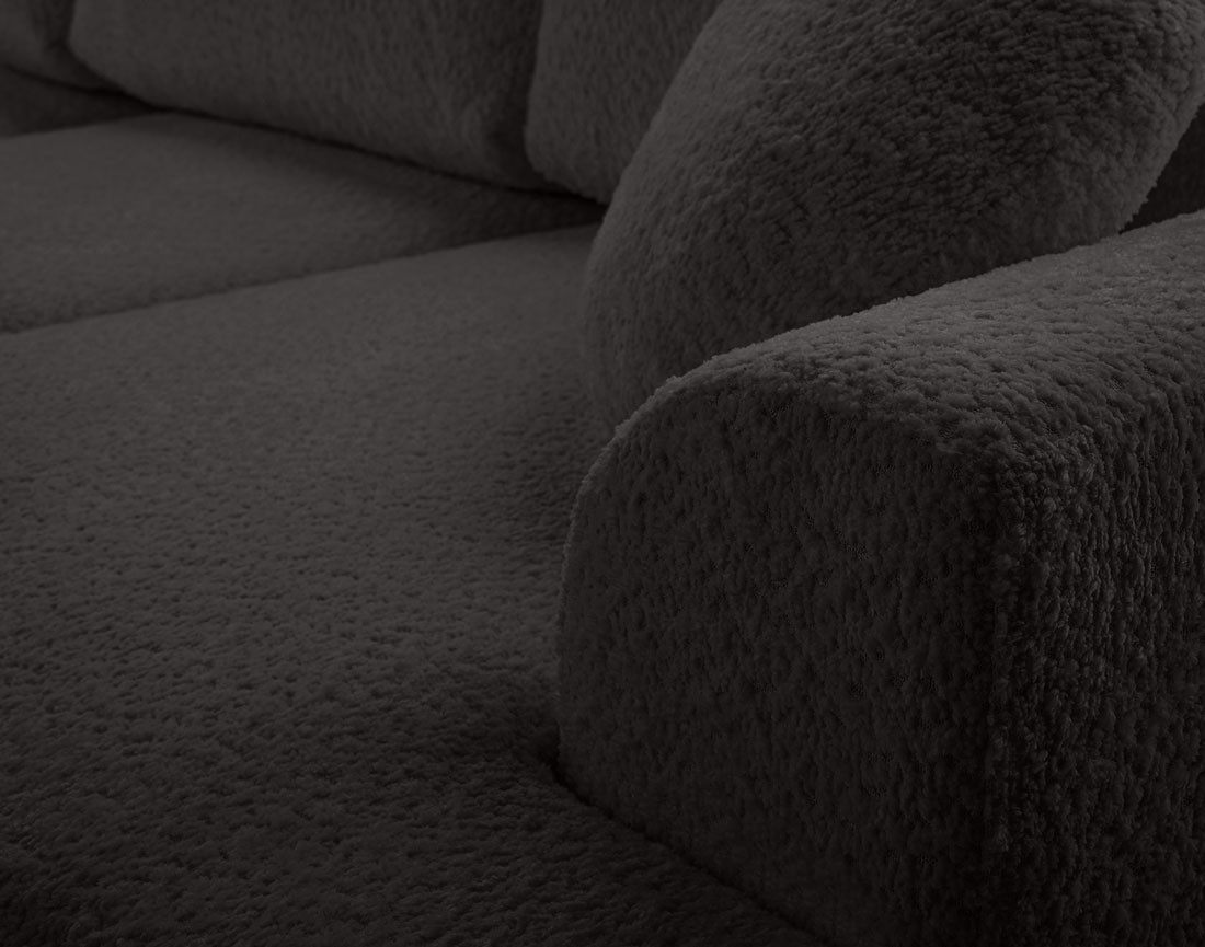 Canapé d'angle gauche 4 places convertible en tissu bouclette Candela Canapé d'angle gauche 4 places convertible en tissu bouclette Candela