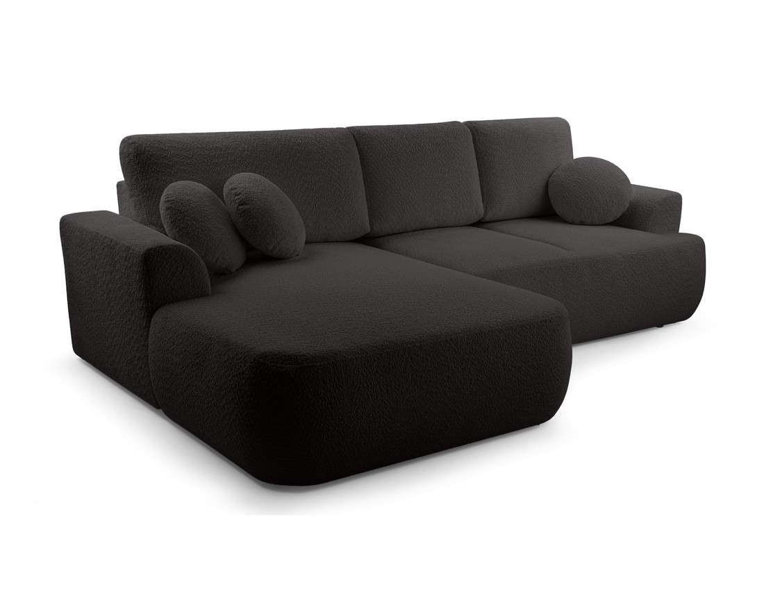 Canapé d'angle gauche 4 places convertible en tissu bouclette Candela Canapé d'angle gauche 4 places convertible en tissu bouclette Candela