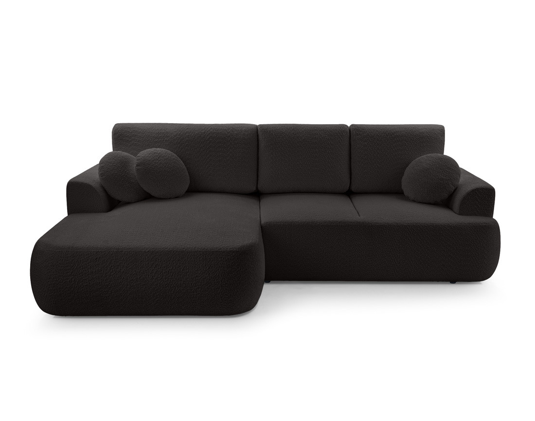 Canapé d'angle gauche 4 places convertible en tissu bouclette Candela Canapé d'angle gauche 4 places convertible en tissu bouclette Candela