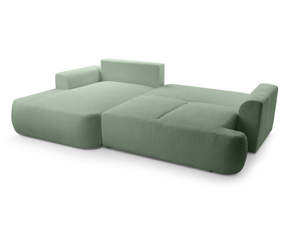 Canapé d'angle gauche 4 places convertible en tissu bouclette Candela