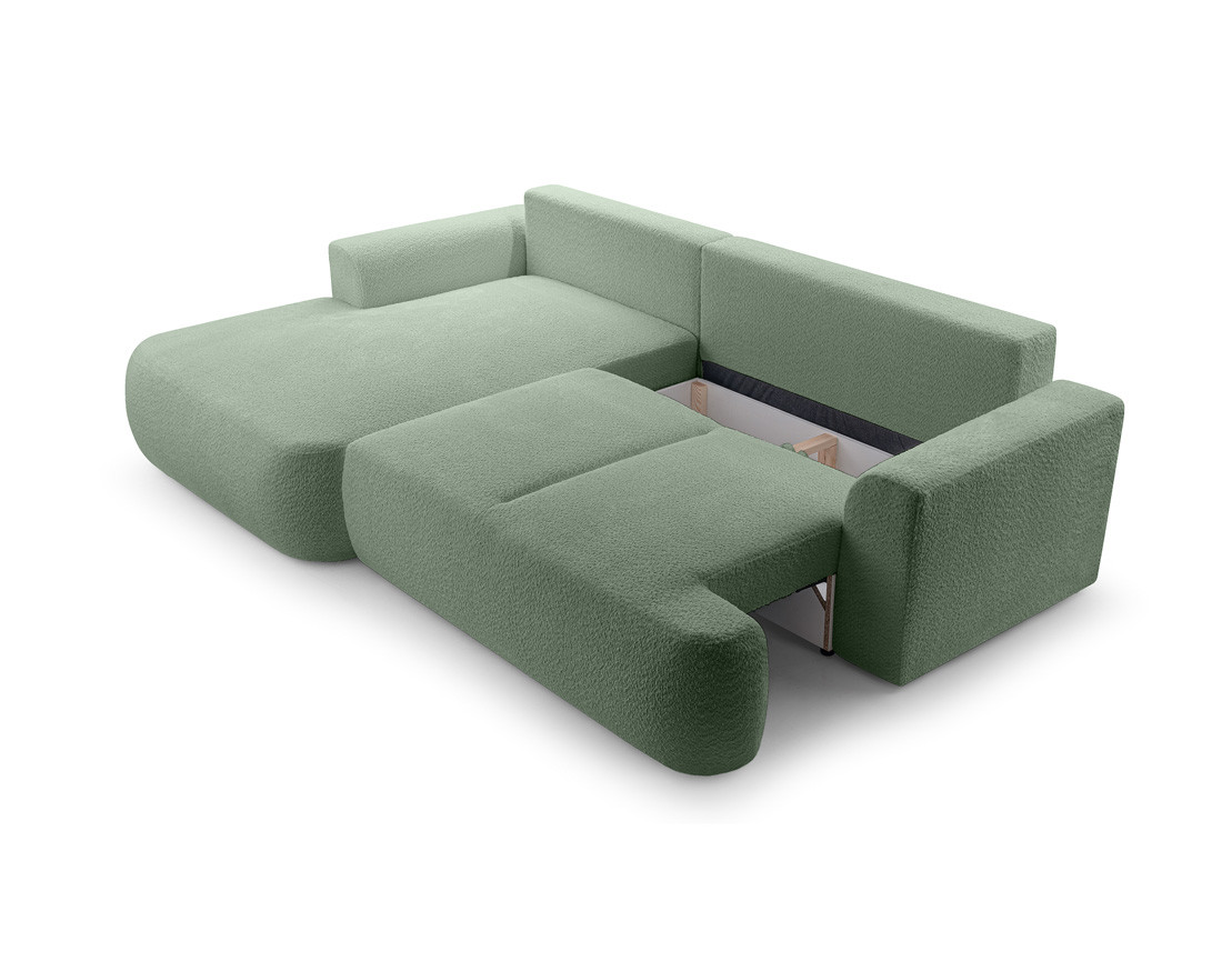 Canapé d'angle gauche 4 places convertible en tissu bouclette Candela