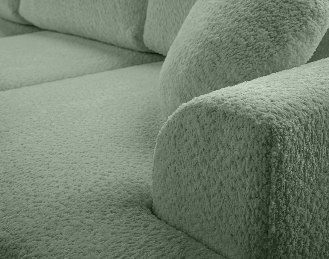 Canapé d'angle gauche 4 places convertible en tissu bouclette Candela