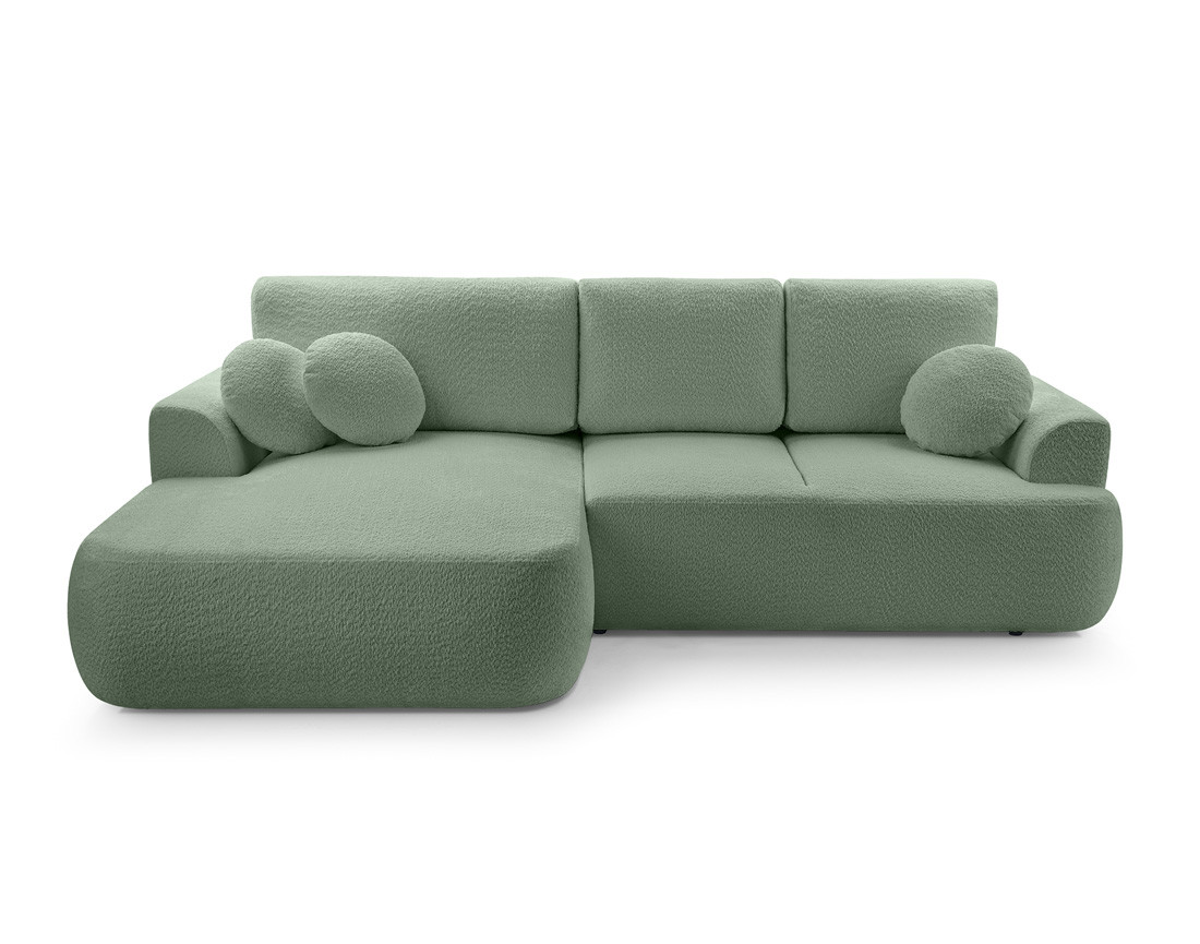 Canapé d'angle gauche 4 places convertible en tissu bouclette Candela