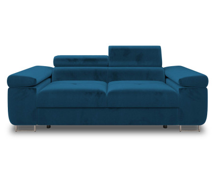 Canapé droit 2 places avec têtières ajustables en velours Pablo