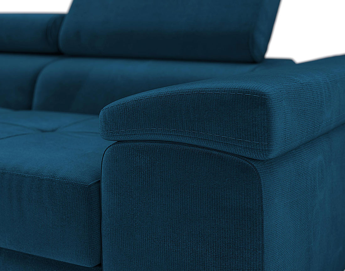 Canapé droit 2 places avec têtières ajustables en velours Pablo