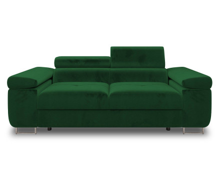 Canapé droit 2 places avec têtières ajustables en velours Pablo