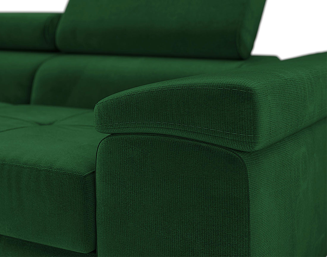 Canapé droit 2 places avec têtières ajustables en velours Pablo