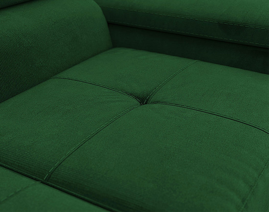 Canapé droit 2 places avec têtières ajustables en velours Pablo