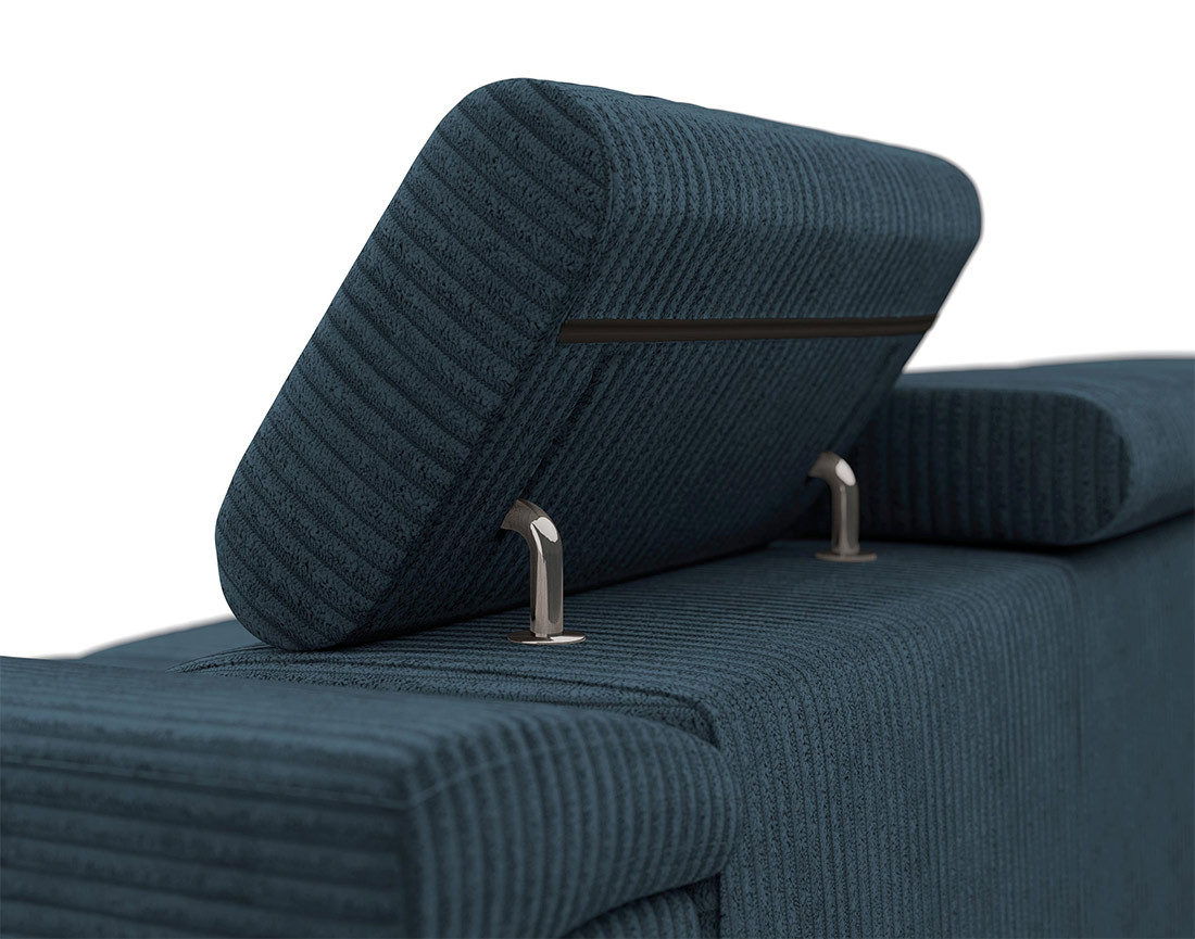 Canapé droit 2 places avec têtières ajustables en velours côtelé Pablo