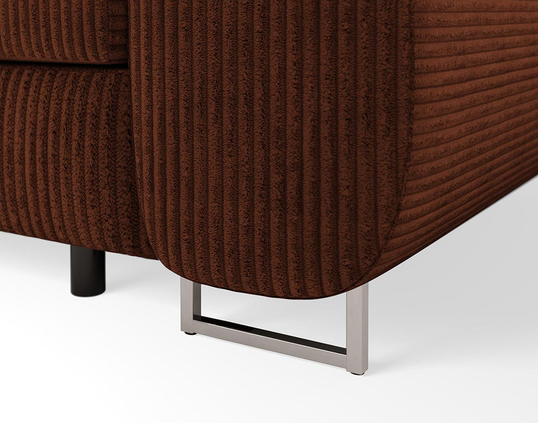 Canapé droit 2 places avec têtières ajustables en velours côtelé Pablo