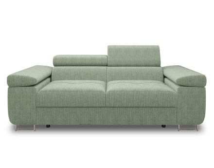Canapé droit 2 places avec têtières ajustables en velours côtelé Pablo