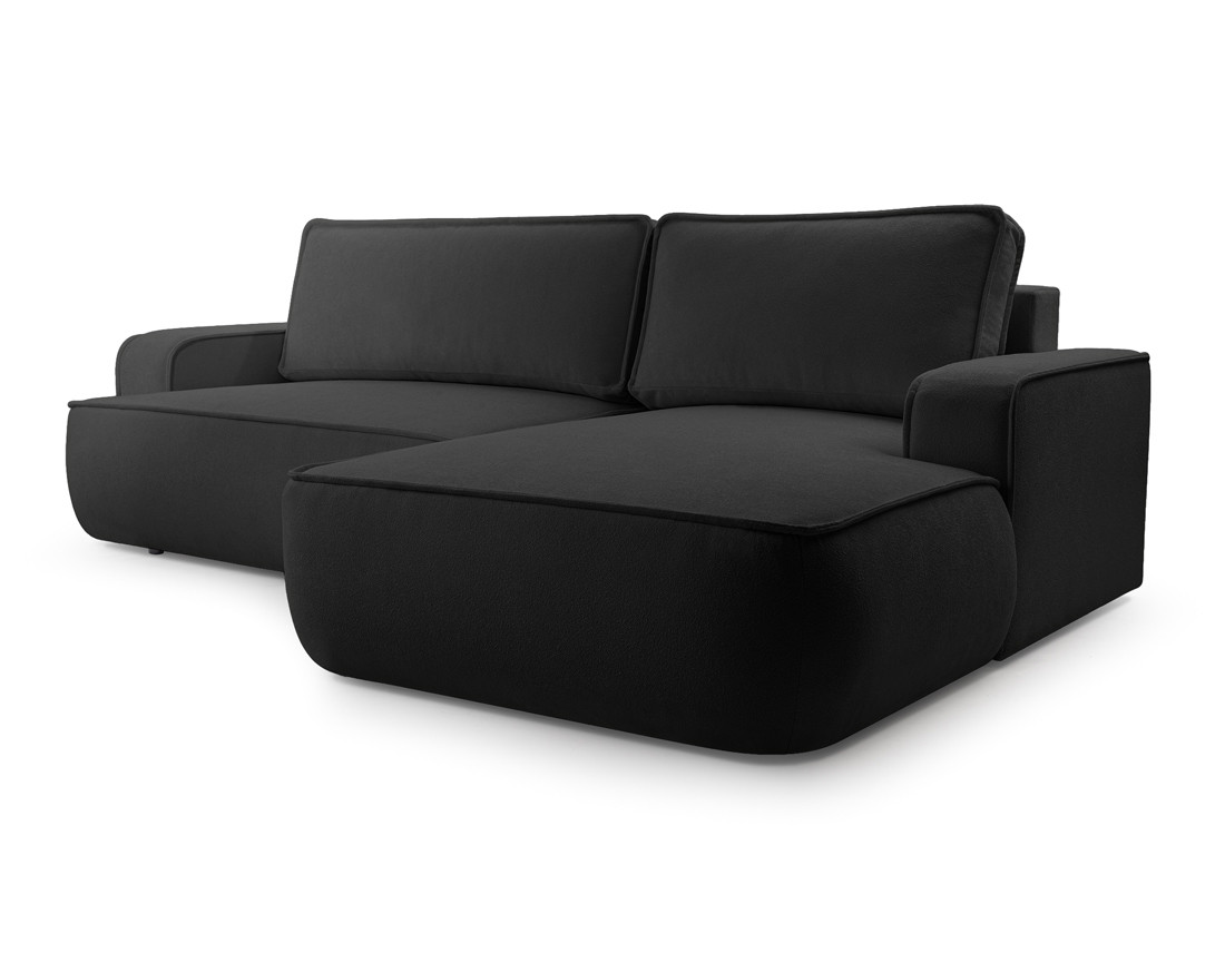 Canapé d'angle droit 4 places convertible en tissu texturé Nessino Canapé d'angle droit 4 places convertible en tissu texturé Nessino