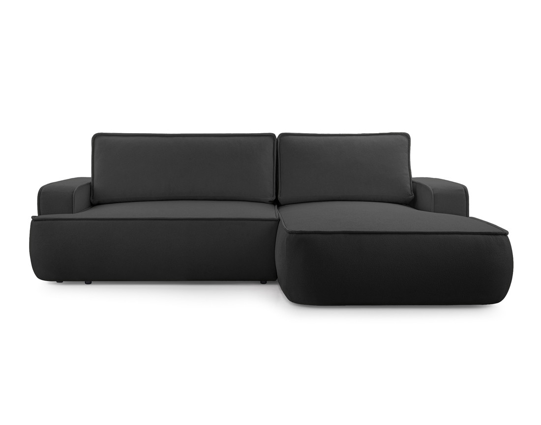 Canapé d'angle droit 4 places convertible en tissu texturé Nessino Canapé d'angle droit 4 places convertible en tissu texturé Nessino