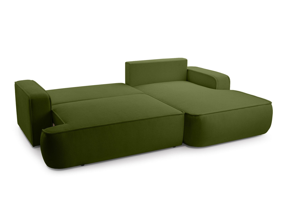 Canapé d'angle droit 4 places convertible en tissu texturé Nessino