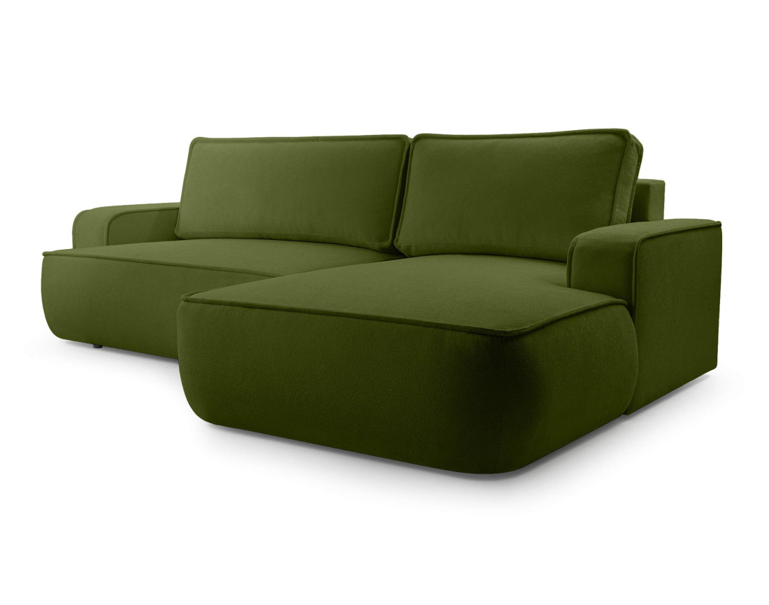 Canapé d'angle droit 4 places convertible en tissu texturé Nessino