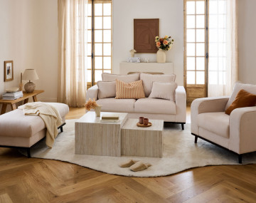 Lot de deux tables basses effet travertin 58 et 50 cm Pueblo