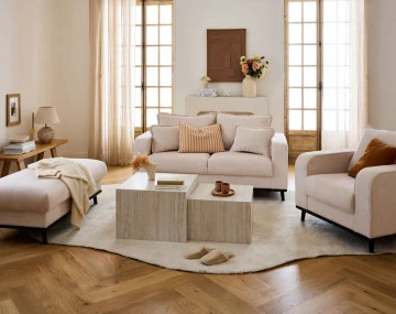 Lot de deux tables basses effet travertin 58 et 50 cm Pueblo
