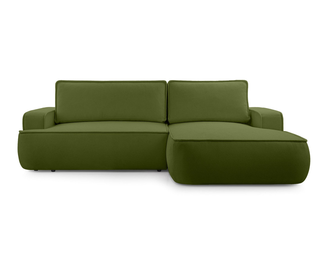 Canapé d'angle droit 4 places convertible en tissu texturé Nessino