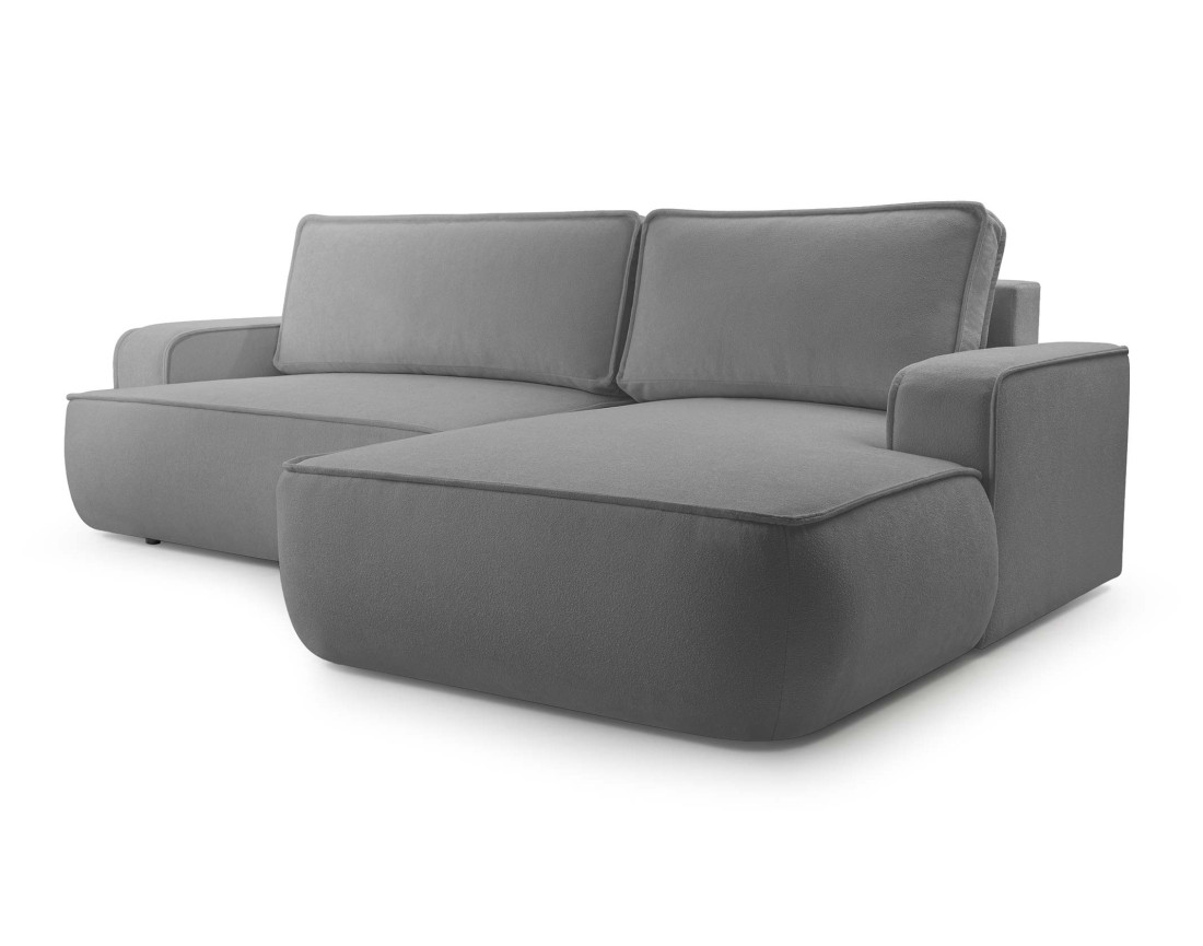 Canapé d'angle droit 4 places convertible en tissu texturé Nessino Canapé d'angle droit 4 places convertible en tissu texturé Nessino