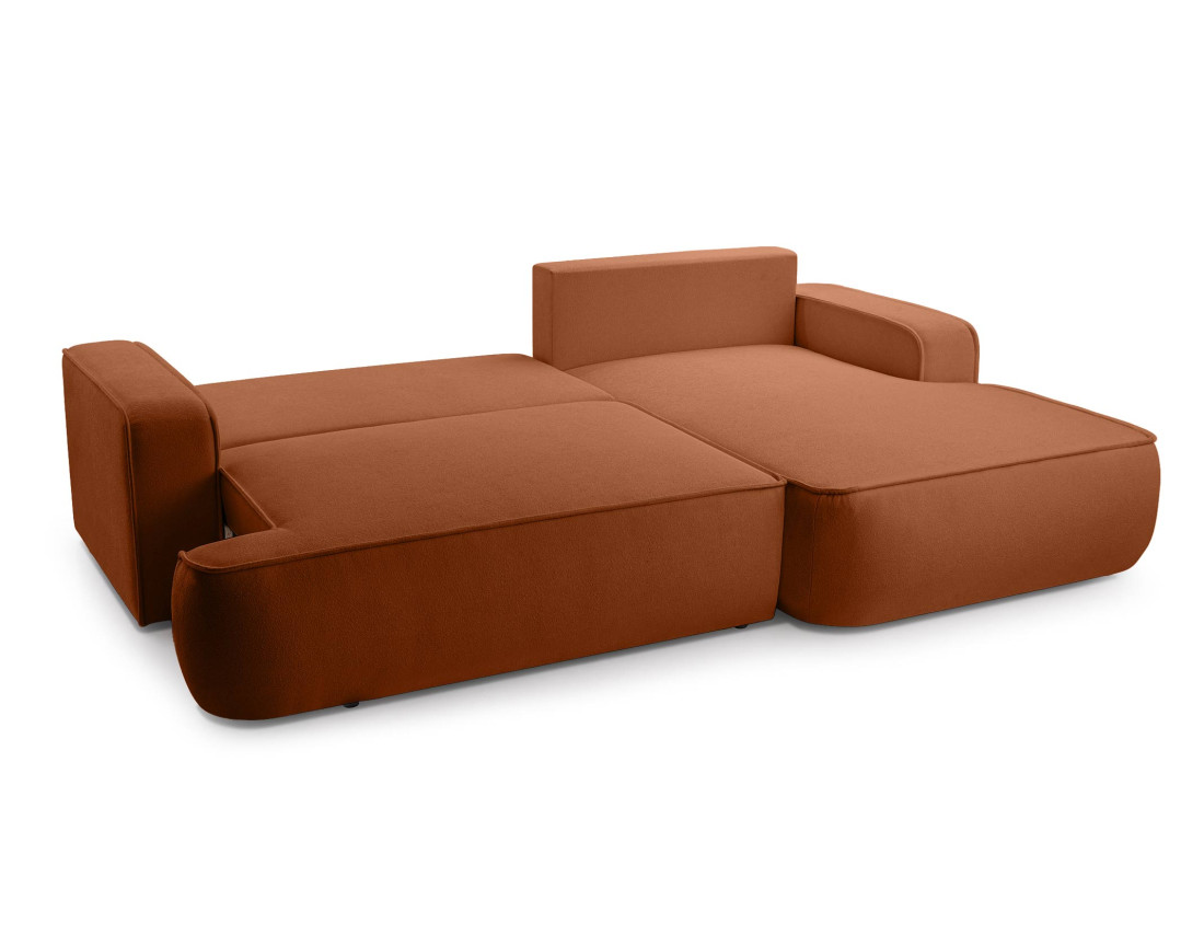 Canapé d'angle droit 4 places convertible en tissu texturé Nessino