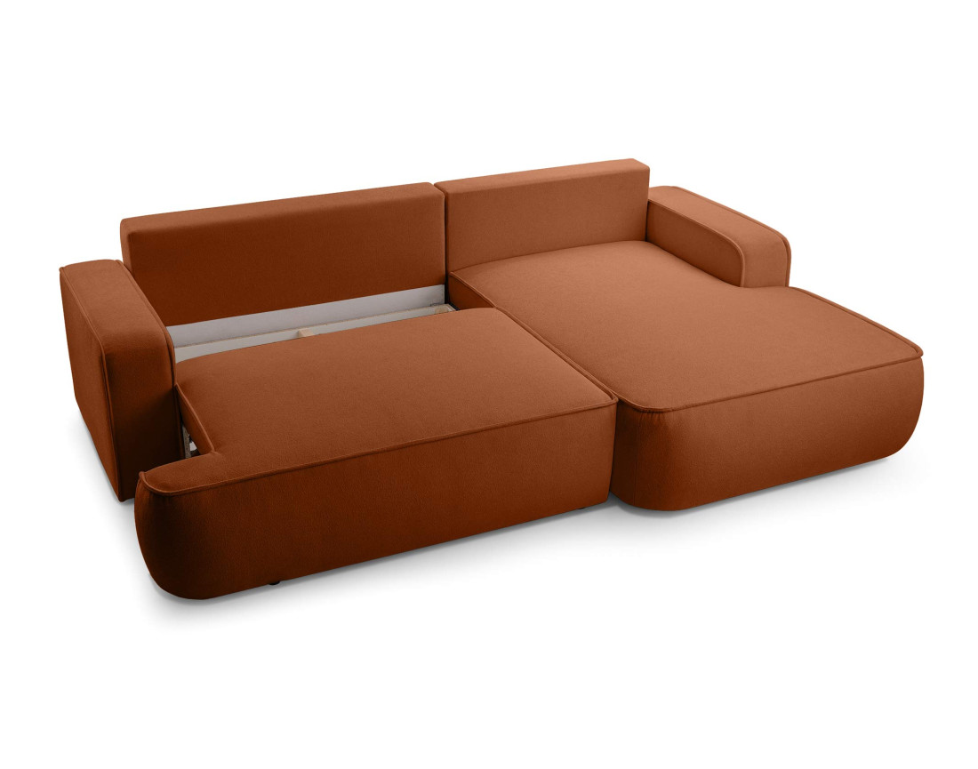 Canapé d'angle droit 4 places convertible en tissu texturé Nessino