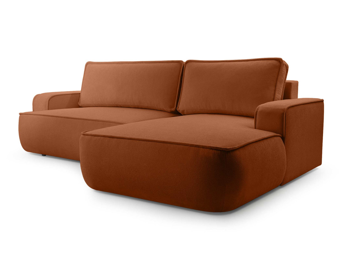 Canapé d'angle droit 4 places convertible en tissu texturé Nessino