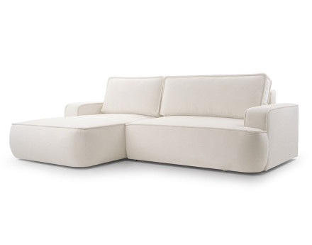 Canapé d'angle gauche 4 places convertible en tissu texturé Nessino