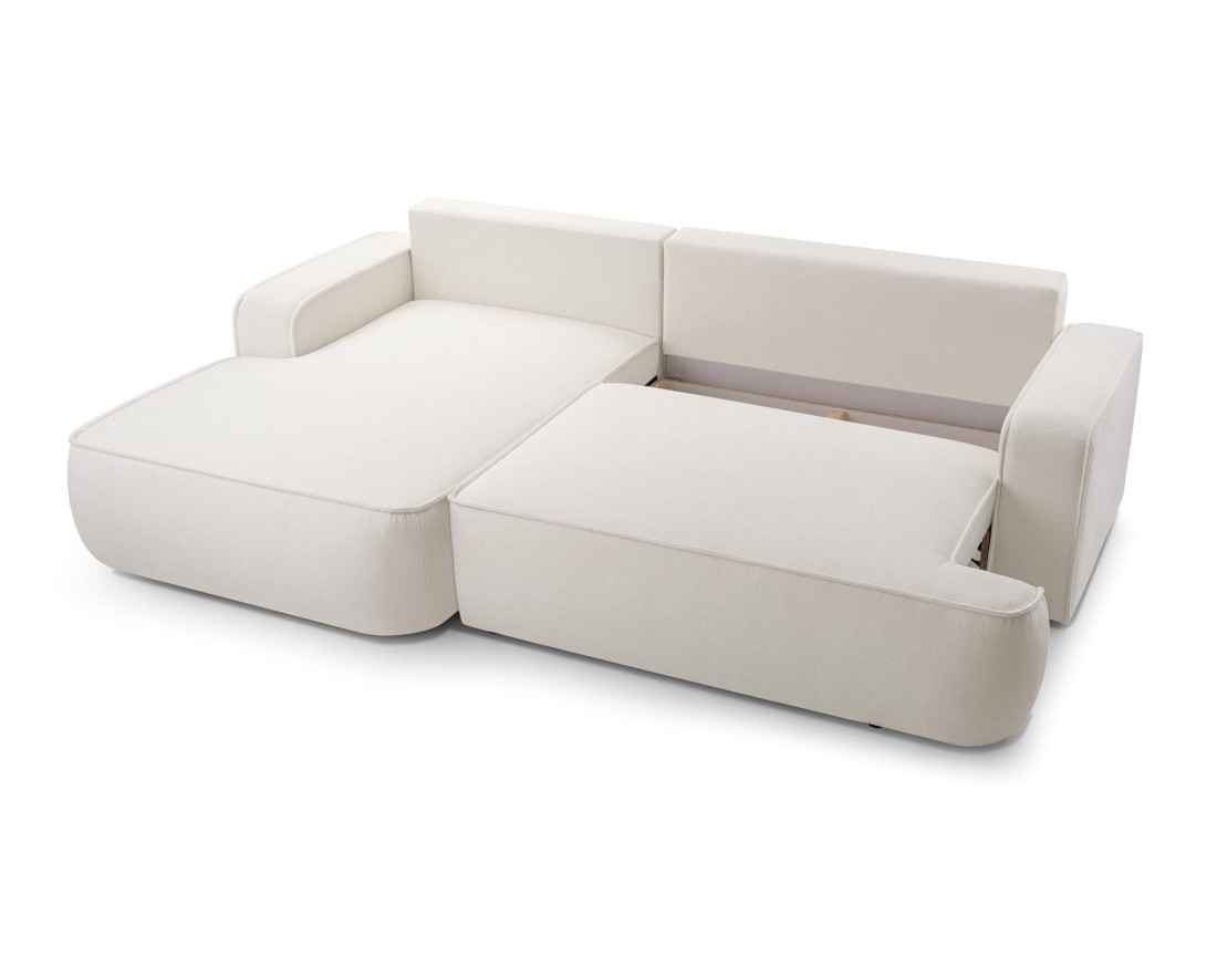 Canapé d'angle gauche 4 places convertible en tissu texturé Nessino Canapé d'angle gauche 4 places convertible en tissu texturé Nessino