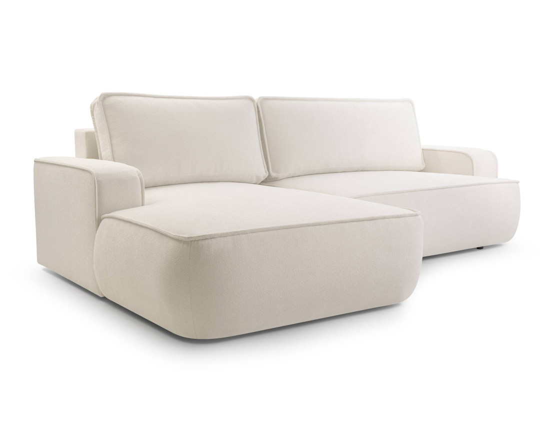 Canapé d'angle gauche 4 places convertible en tissu texturé Nessino Canapé d'angle gauche 4 places convertible en tissu texturé Nessino