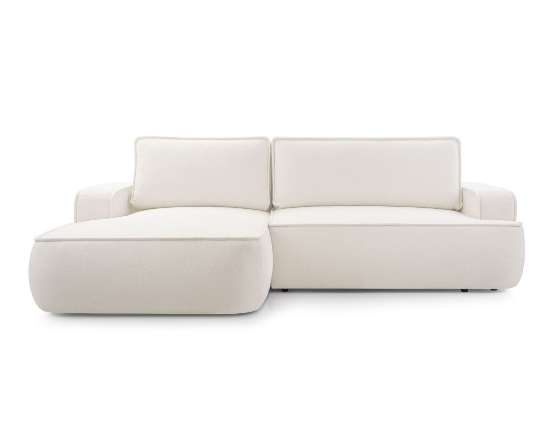 Canapé d'angle gauche 4 places convertible en tissu texturé Nessino Canapé d'angle gauche 4 places convertible en tissu texturé Nessino