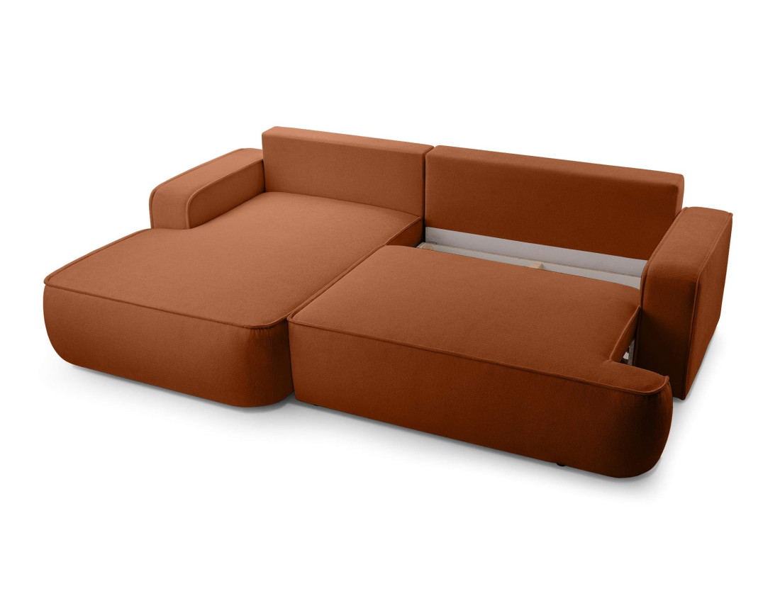 Canapé d'angle gauche 4 places convertible en tissu texturé Nessino