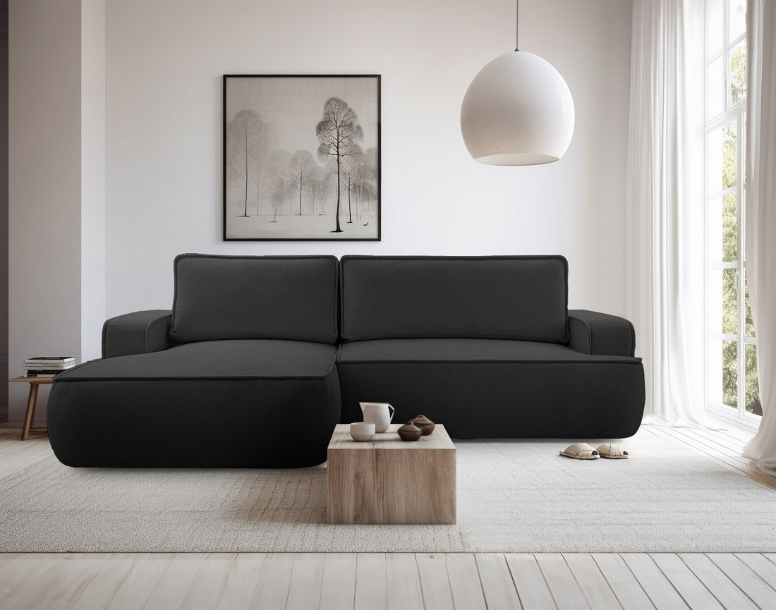 Canapé d'angle gauche 4 places convertible en tissu texturé Nessino Canapé d'angle gauche 4 places convertible en tissu texturé Nessino