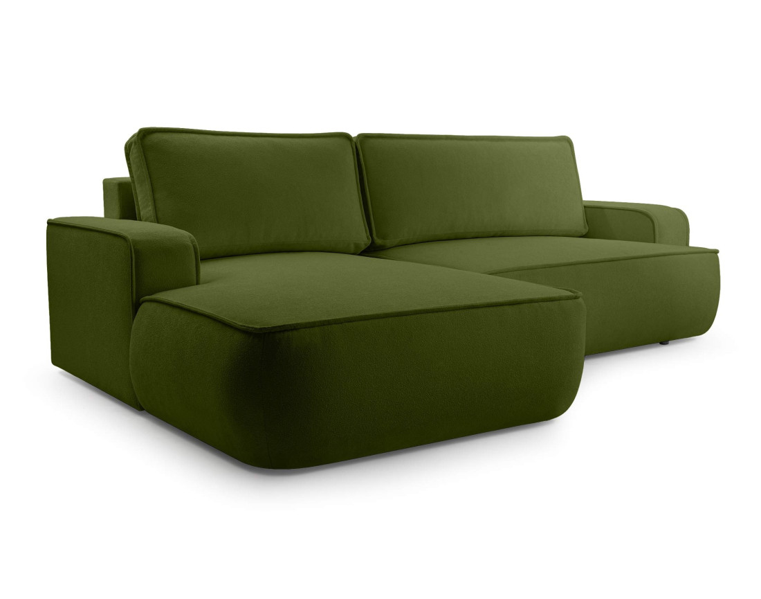 Canapé d'angle gauche 4 places convertible en tissu texturé Nessino