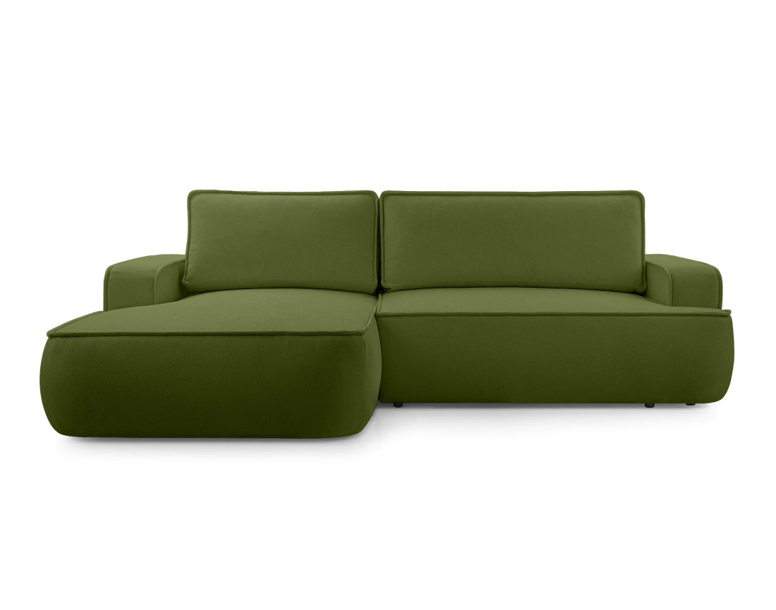 Canapé d'angle gauche 4 places convertible en tissu texturé Nessino