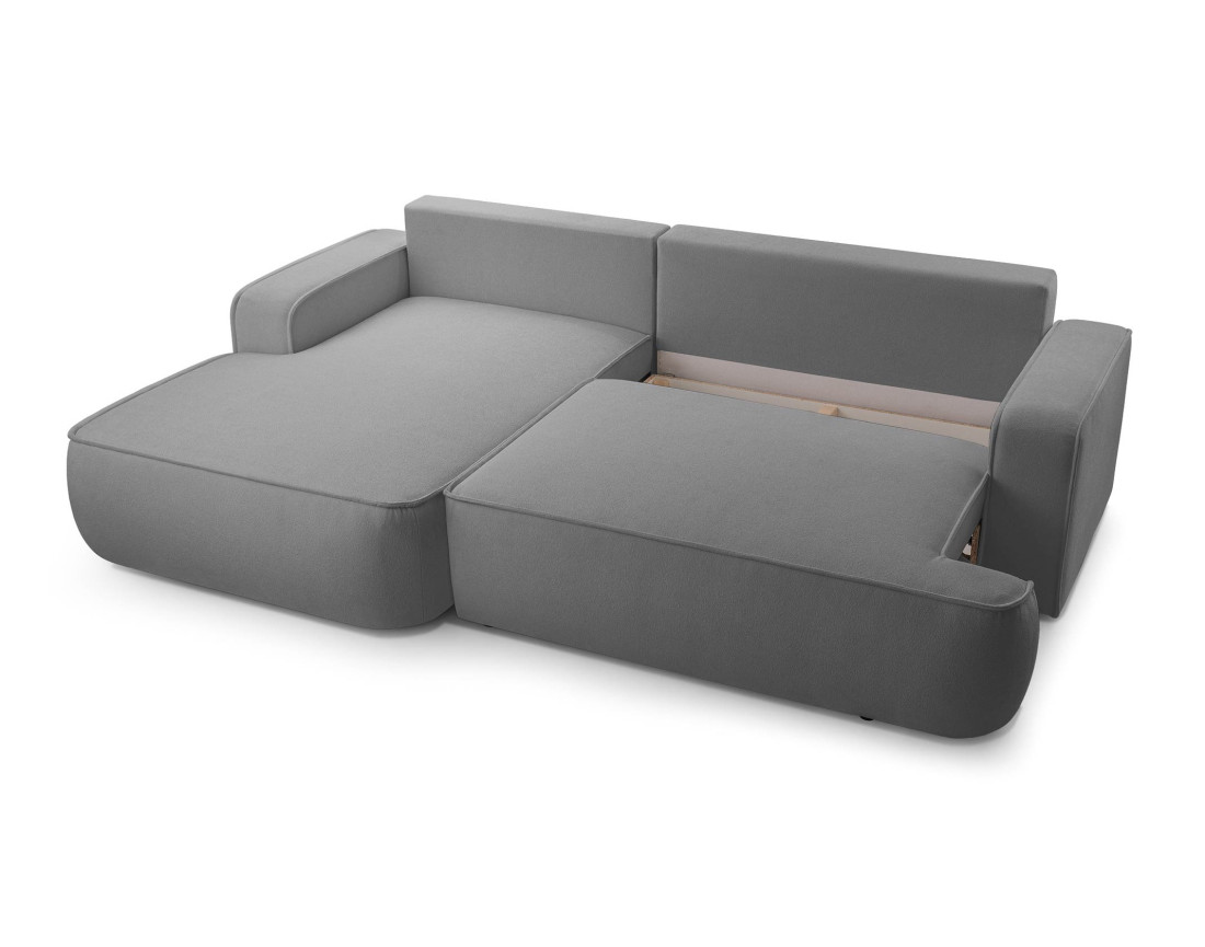 Canapé d'angle gauche 4 places convertible en tissu texturé Nessino Canapé d'angle gauche 4 places convertible en tissu texturé Nessino