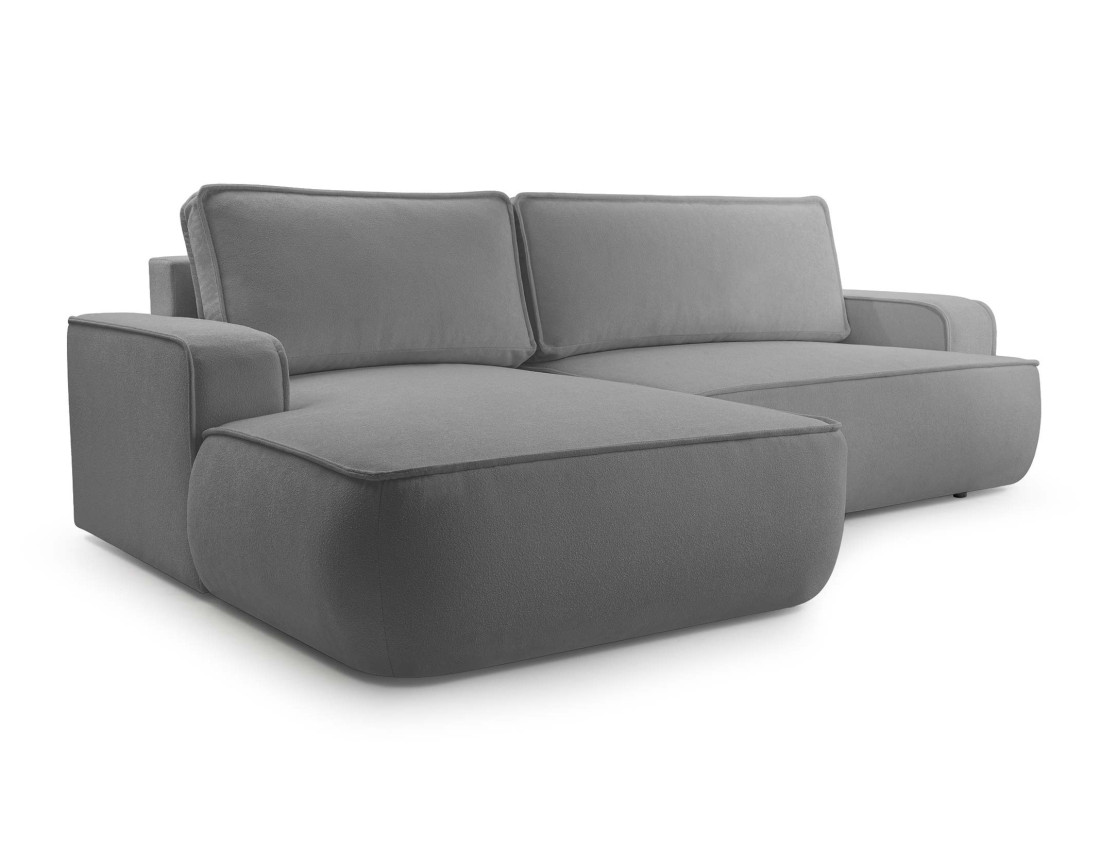 Canapé d'angle gauche 4 places convertible en tissu texturé Nessino Canapé d'angle gauche 4 places convertible en tissu texturé Nessino