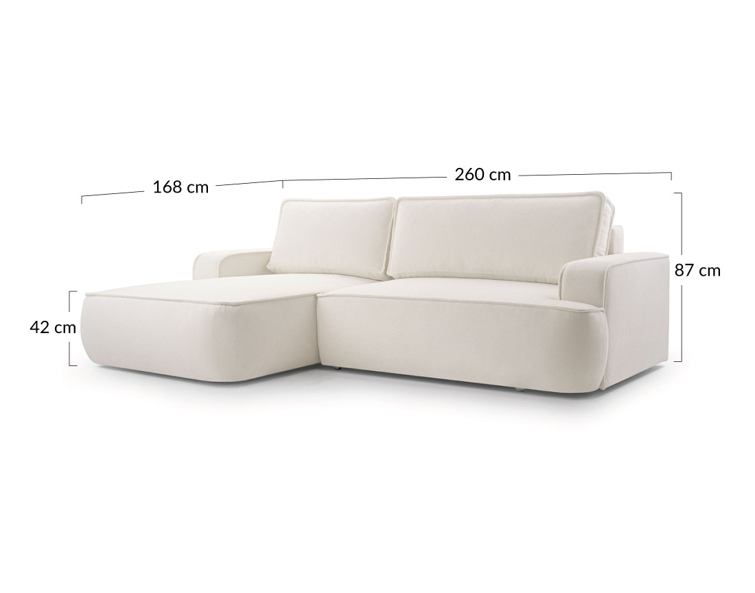 Canapé d'angle gauche 4 places convertible en tissu texturé Nessino