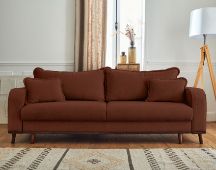 Canapé 3 places - convertible avec coffre en velours côtelé Albane