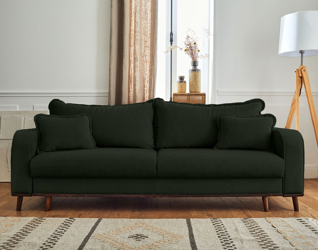 Canapé 3 places - convertible avec coffre en velours côtelé Albane