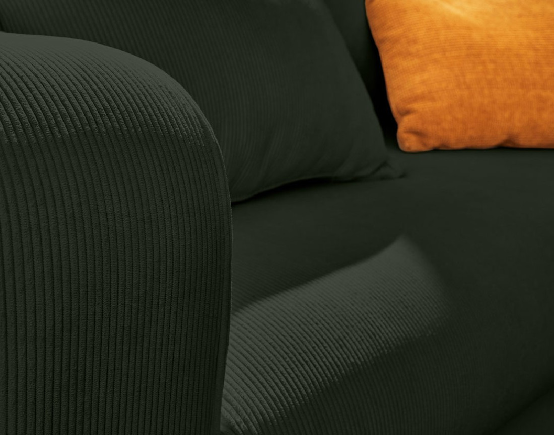 Canapé d'angle droit 4 places convertible avec coffre en velours côtelé Albane