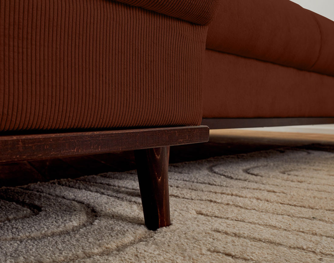 Canapé panoramique en U 7 places convertible avec coffre en velours côtelé Albane